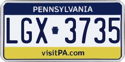 PA license plate LGX3735