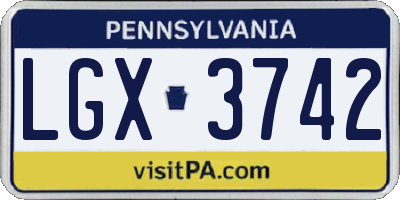PA license plate LGX3742