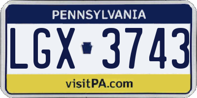 PA license plate LGX3743