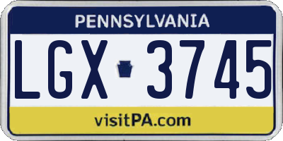 PA license plate LGX3745