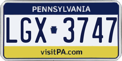 PA license plate LGX3747