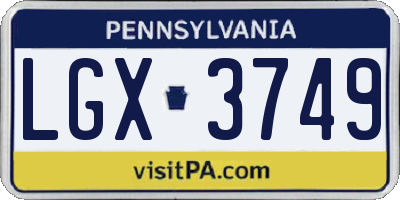 PA license plate LGX3749