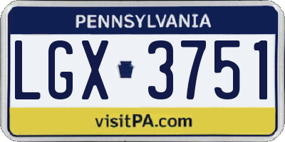 PA license plate LGX3751