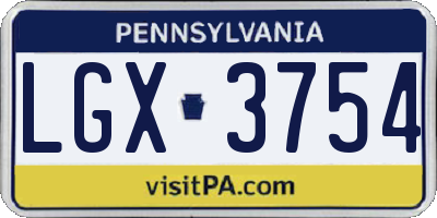 PA license plate LGX3754