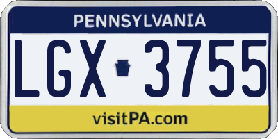 PA license plate LGX3755