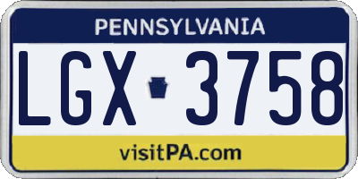 PA license plate LGX3758