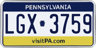 PA license plate LGX3759