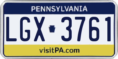 PA license plate LGX3761