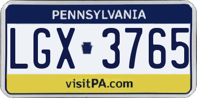 PA license plate LGX3765