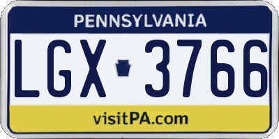PA license plate LGX3766