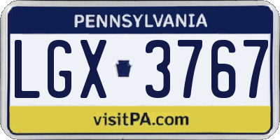 PA license plate LGX3767