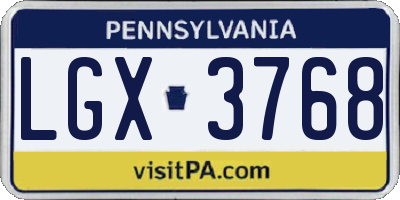 PA license plate LGX3768