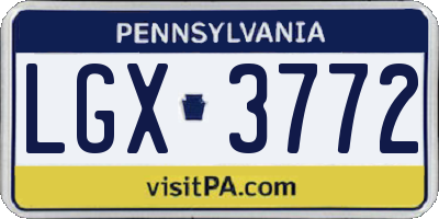 PA license plate LGX3772