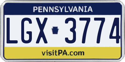 PA license plate LGX3774