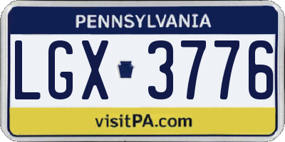 PA license plate LGX3776