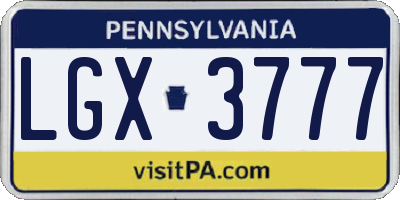 PA license plate LGX3777