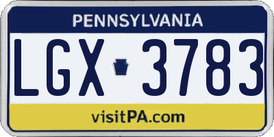 PA license plate LGX3783