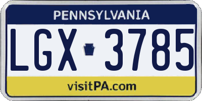 PA license plate LGX3785