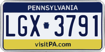 PA license plate LGX3791