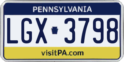 PA license plate LGX3798