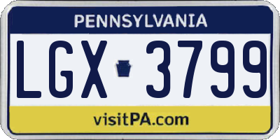 PA license plate LGX3799