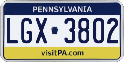 PA license plate LGX3802
