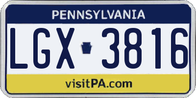 PA license plate LGX3816