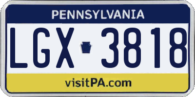 PA license plate LGX3818