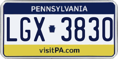 PA license plate LGX3830