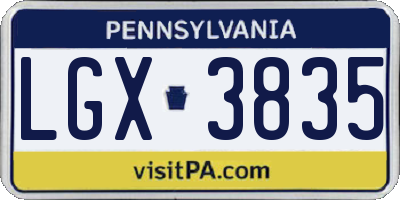 PA license plate LGX3835