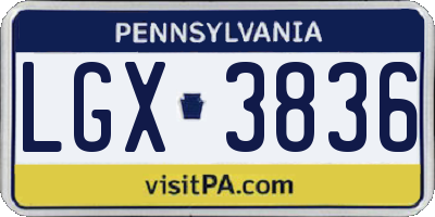 PA license plate LGX3836