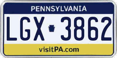 PA license plate LGX3862