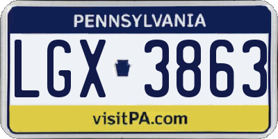 PA license plate LGX3863