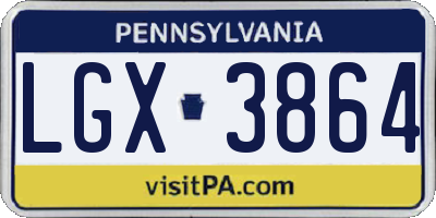 PA license plate LGX3864