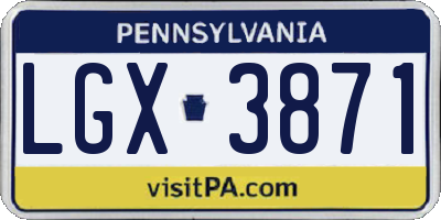PA license plate LGX3871