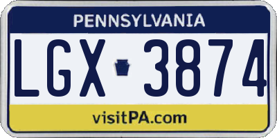 PA license plate LGX3874