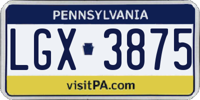 PA license plate LGX3875