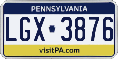 PA license plate LGX3876