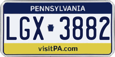 PA license plate LGX3882