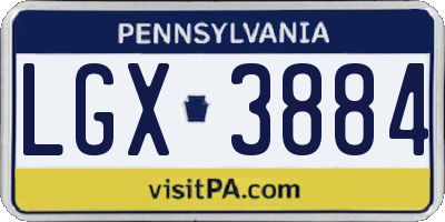PA license plate LGX3884