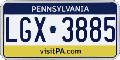 PA license plate LGX3885