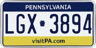 PA license plate LGX3894