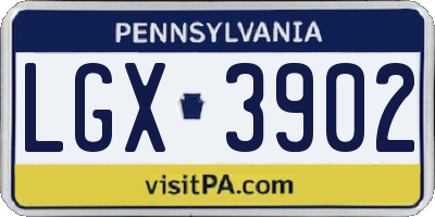 PA license plate LGX3902