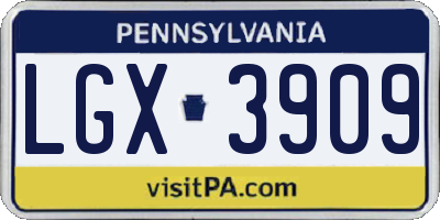 PA license plate LGX3909