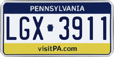 PA license plate LGX3911