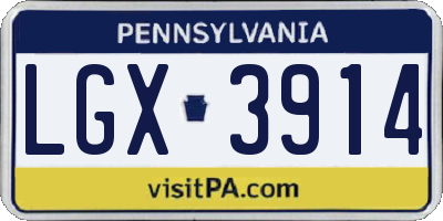 PA license plate LGX3914