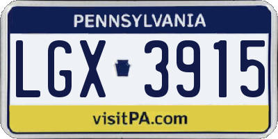 PA license plate LGX3915