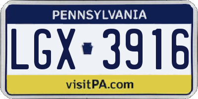 PA license plate LGX3916
