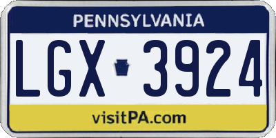 PA license plate LGX3924
