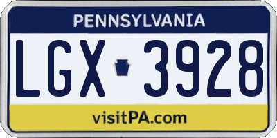 PA license plate LGX3928
